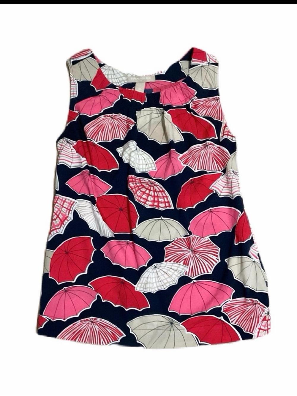 Banana Republic Navy Tank Top with Pink, Red & Cream Umbrella Print
